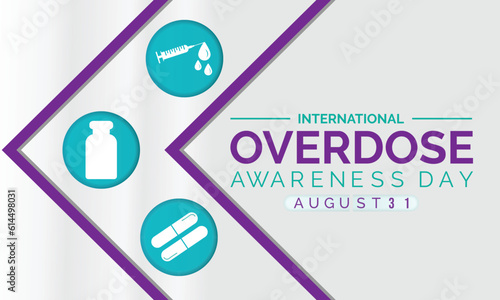 International Overdose Awareness Day (31th August).Stop overdose  ingestion or application of a drug or other substance. Horizontal Banner Template Design. Vector Illustration.