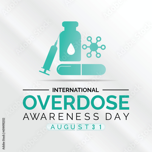 International Overdose Awareness Day (31th August).Stop overdose  ingestion or application of a drug or other substance. Horizontal Banner Template Design. Vector Illustration.