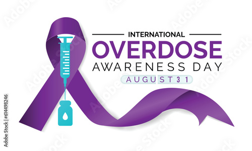 International Overdose Awareness Day (31th August).Stop overdose  ingestion or application of a drug or other substance. Horizontal Banner Template Design. Vector Illustration.