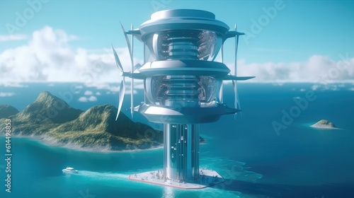 Vertical axis wind turbine, Wind turbines in the sea, Wind is becoming a more significant part of energy supply, Renewable energy equipment.