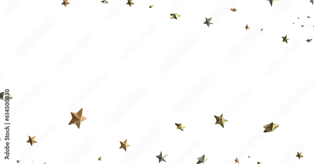 Obraz premium Twinkling Christmas Descent: Striking 3D Illustration Showcasing Falling Festive Twinkling Stars