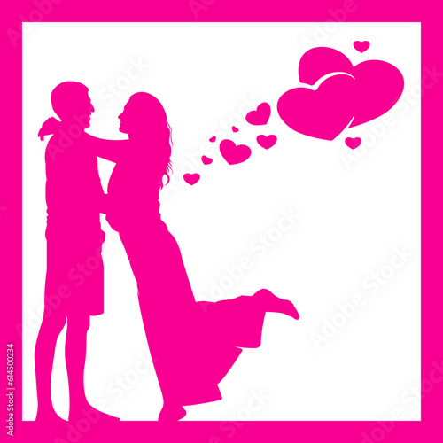 silhouette of a couple valentine love