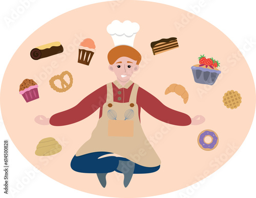 Baker with pastries