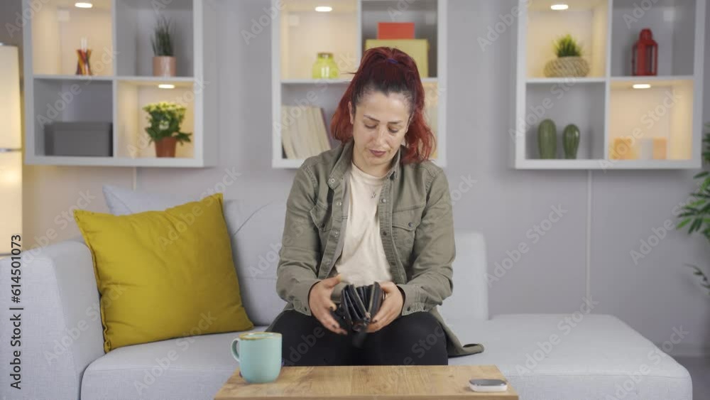 Empty wallet and depressed woman. Empty wallet and depressed woman.