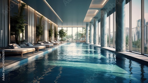 Swimming pool on a modern luxury condo.