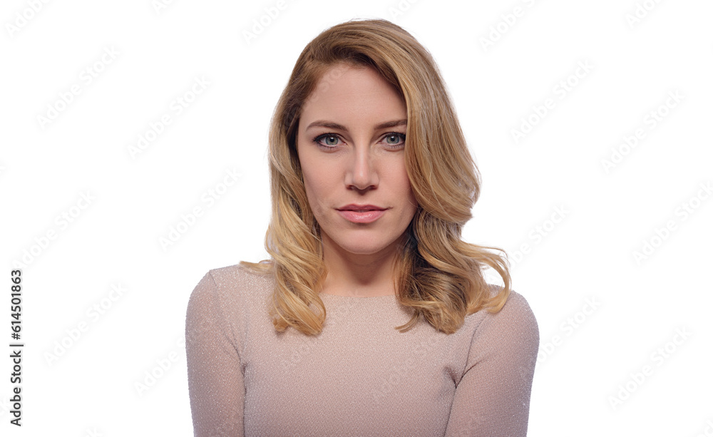 Attractive blonde woman posing on a white background. Attractive blonde woman posing on a white background.
