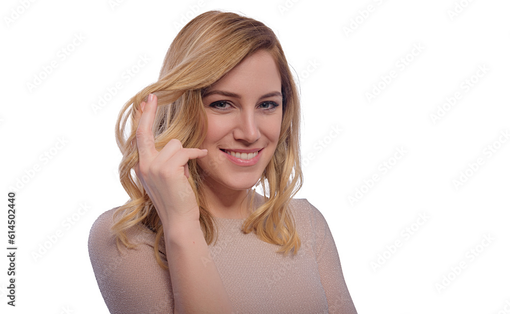 Attractive blonde woman posing on a white background. Attractive blonde woman posing on a white background.