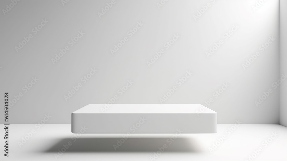 the podium is white levitating in space. Generative AI the podium is white levitating in space. Generative AI