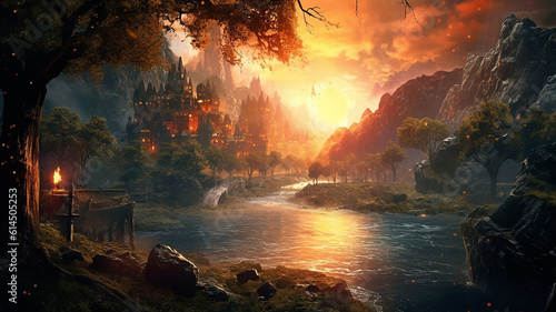 fantasy landscape fairy tale. Generative AI