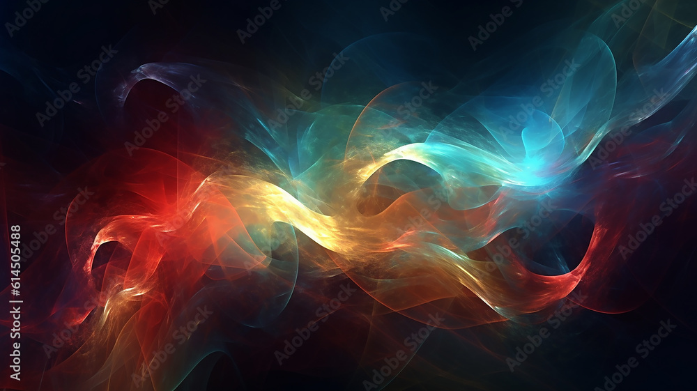 energy multicolored lines spectrum on a black background. Generative AI energy multicolored lines spectrum on a black background. Generative AI