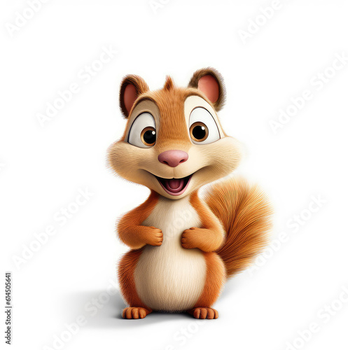 Cartoon squirrel mascot smiley face on white background