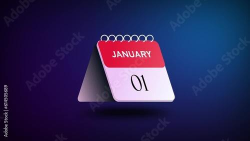 31 december to 1 january table calendar flipping animation footage. thirty first december to first january calendar page turning 3d animation