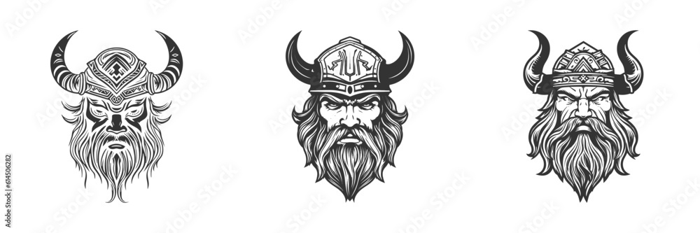 Fototapeta premium Viking head icon. Vector illustration.
