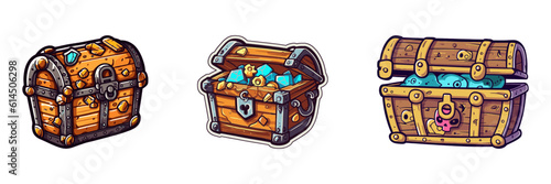 Cartoon treasure chest. Vector illustration.