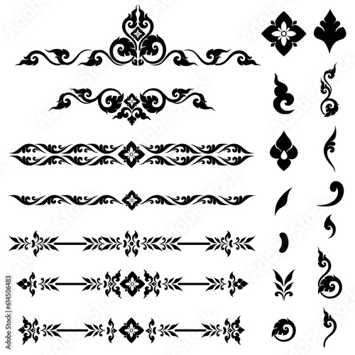 Thai Art Silhouettes used as Decorations include Motifs and Additional Decorative Elements 