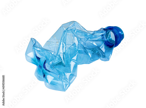 Empty Plastic Bottle Isolated, Crumpled Plastic Bottle, Global Pollution Concept, Squashed Water Pet Bottles