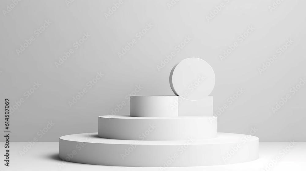 white podium abstract empty three-dimensional platform design. Generative AI white podium abstract empty three-dimensional platform design. Generative AI
