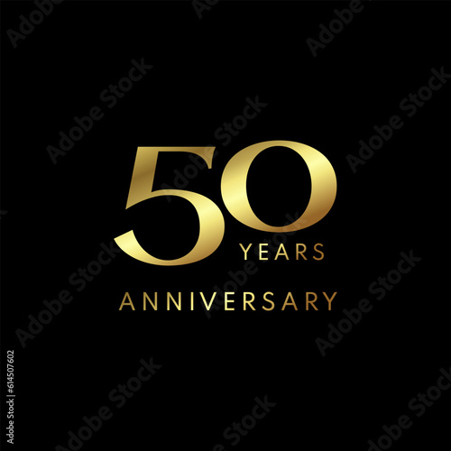 50 Year Anniversary Logo, Golden Color, Vector Template Design element for birthday, invitation, wedding, jubilee and greeting card illustration