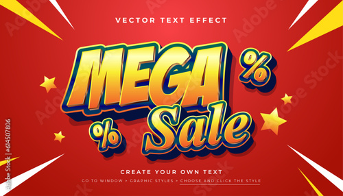Super Mega Sale 3D editable text effect, suitable for promotion and discount