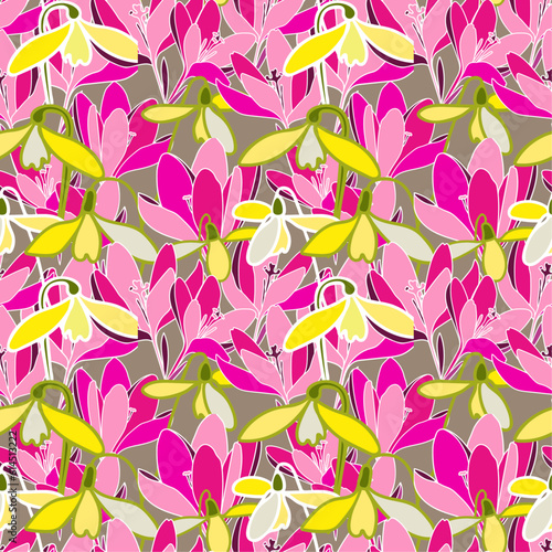 pattern vector digital art abstract flowers floristry rainbow colors contour line