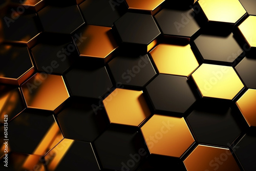 abstract gold background with hexagons © adel