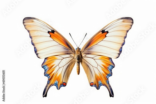 Isolated on a white background, a graceful butterfly captivates with its vibrant colors and delicate wings. Generative AI