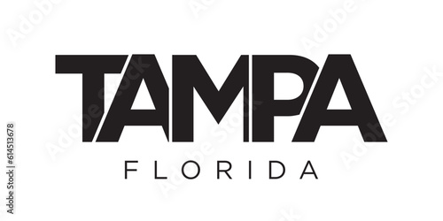 Tampa, Florida, USA typography slogan design. America logo with graphic city lettering for print and web.