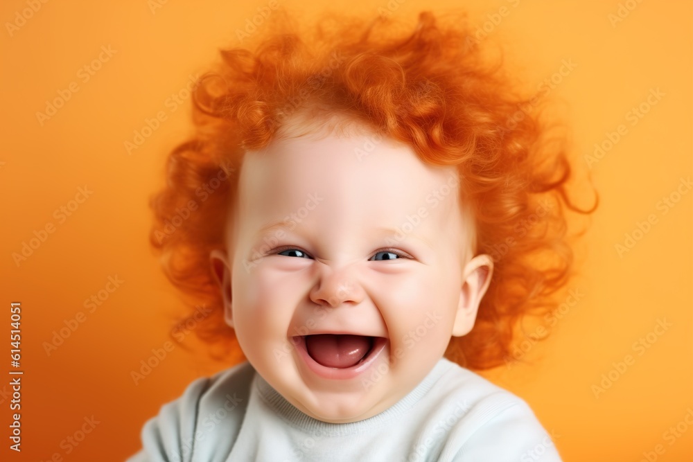 Naklejka premium baby laughing on colorful background