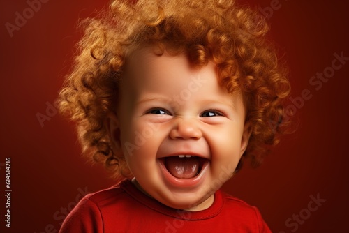 a smiling baby is looking at camera and laughing