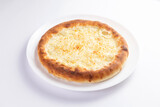 Traditional cheese pie. Khachapuri. On a white background.