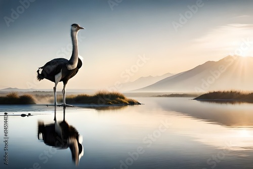 Ostrich in the water