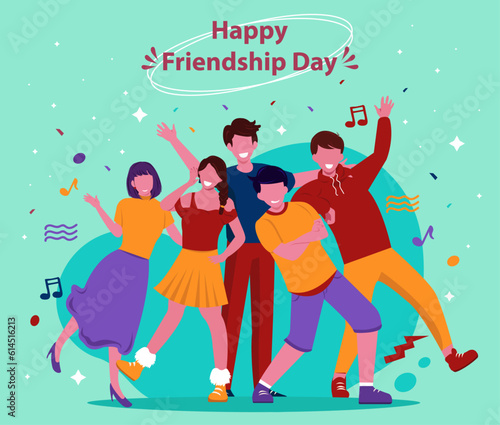 Happy Friendship Day with A group of people from various fields who gathers on friendship day. Flat vector illustration. perfect for media social posts, flyers, and banner