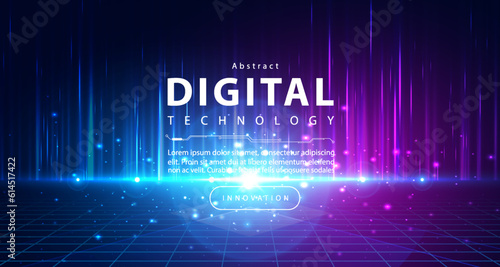 Digital technology metaverse neon blue pink background, cyber information, abstract speed connect communication, innovation future meta tech, internet network connection, Ai big data, illustration 3d