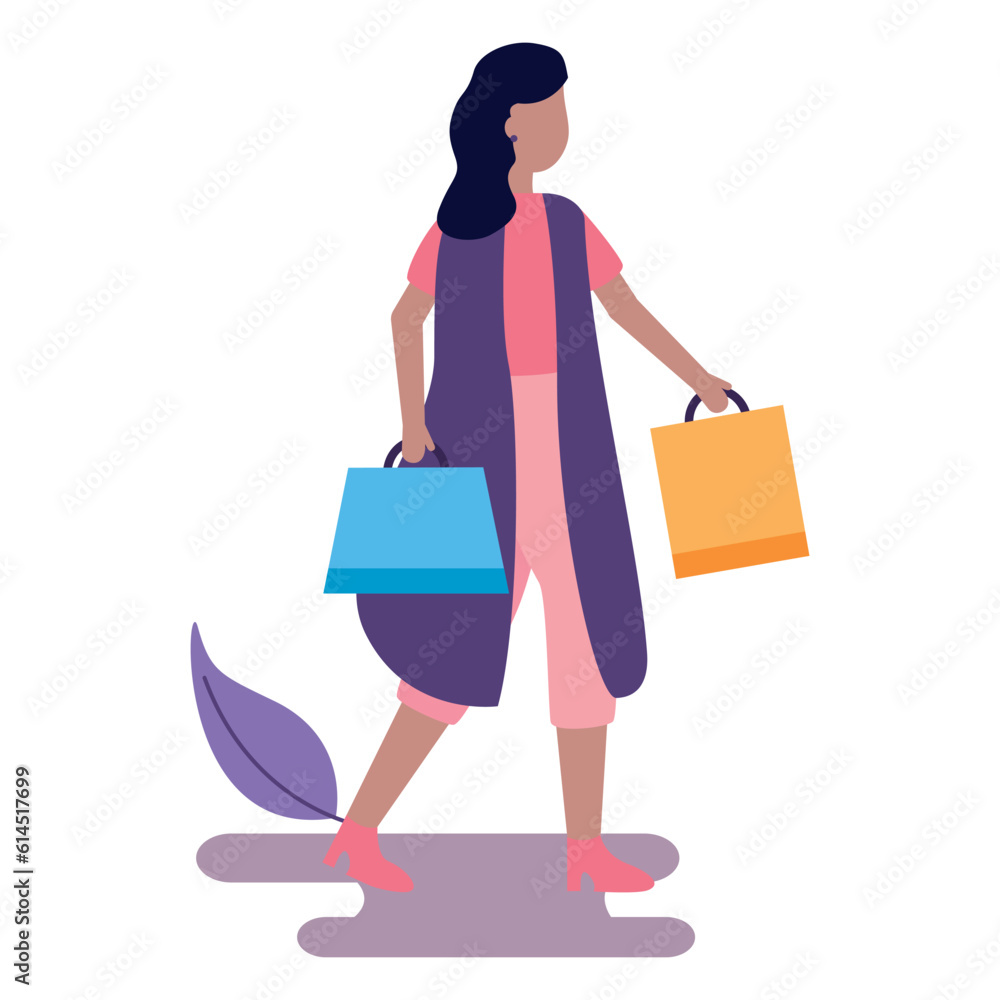 illustration of a person carrying shopping bags illustration of a person carrying shopping bags
