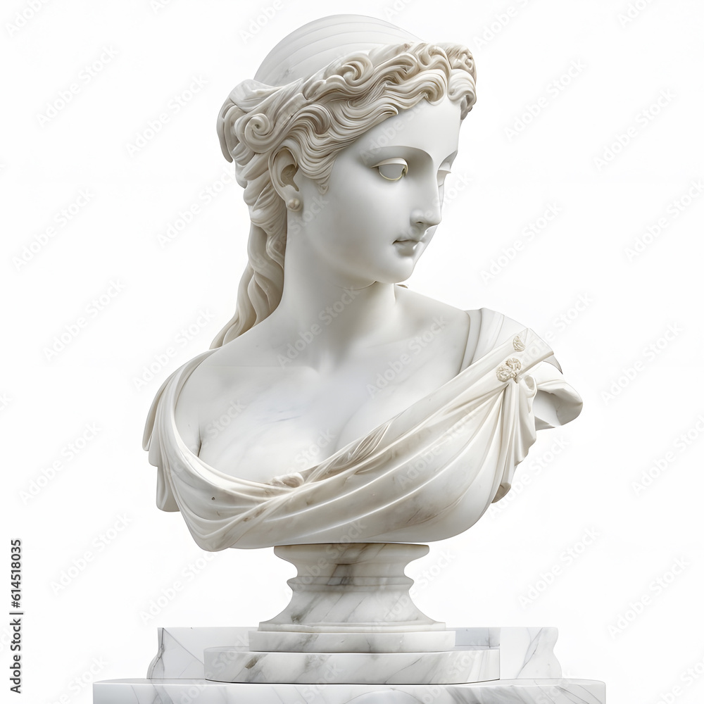 Obraz premium White marble head of young woman ai generative