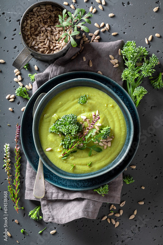 Creamy broccoli soup with c...