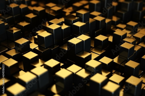  Gold and yellow geometric shapes, cubes.Transparent Cubes Background, yellow gold Glass Cube Pattern, Geometric 3d Crystals, Abstract