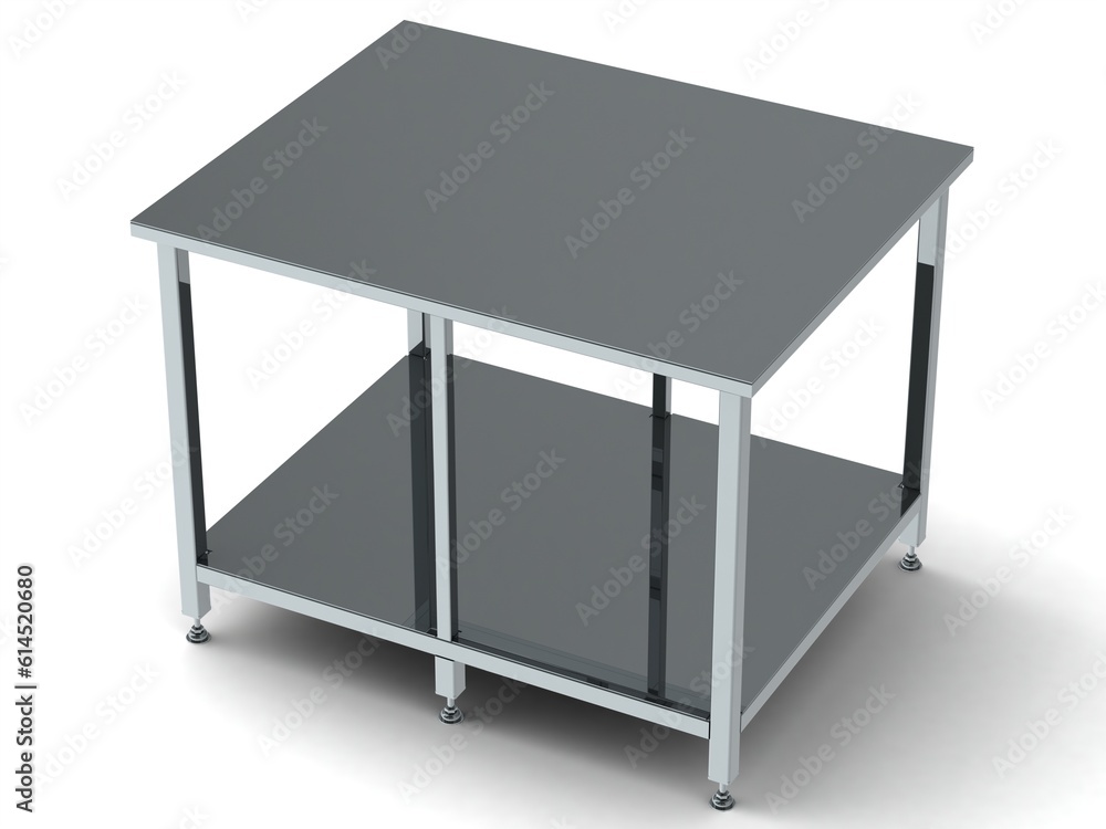 Custom Steel Table With Undershelf 3D model Custom Steel Table With Undershelf 3D model