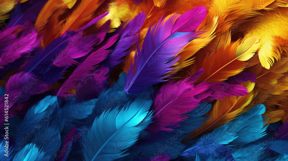 Colorful feathers from above