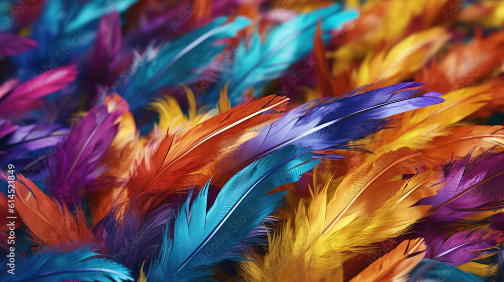 Colorful feathers from above Colorful feathers from above