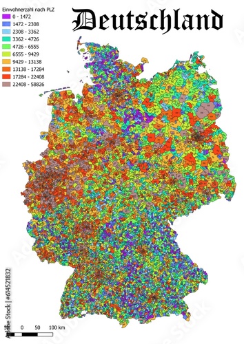 Germany map population by postal code map 