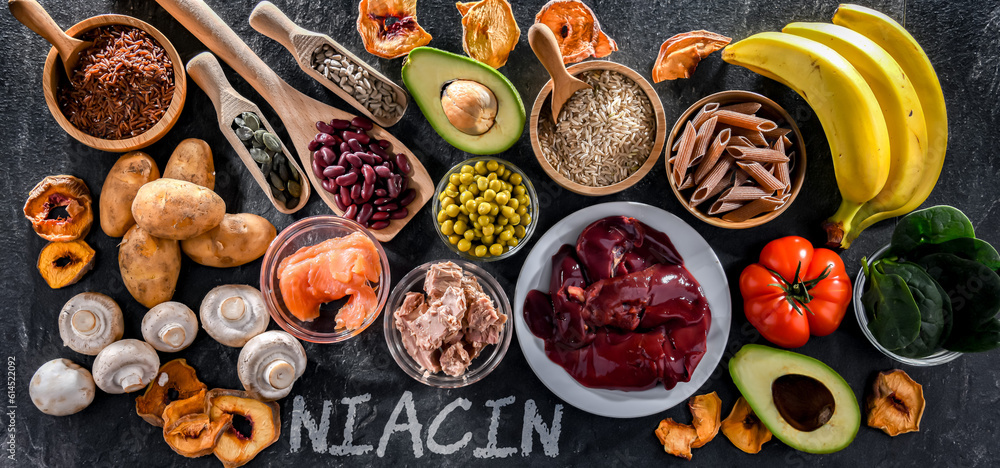 Composition with food products rich in niacin Composition with food products rich in niacin