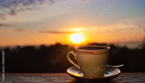 cup of coffee of the sky, sun rises