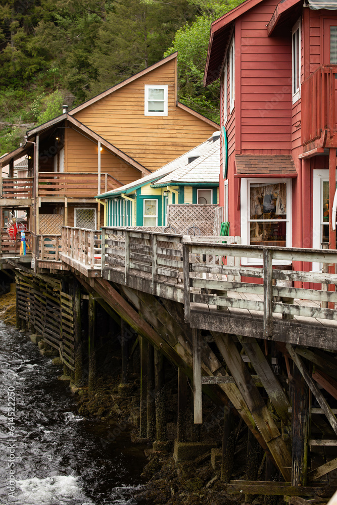 Fototapeta premium Alaskan landscape photograph of Creek Street in Ketchikan Alaska 