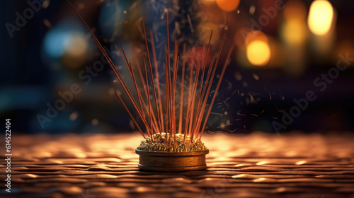 Burning incense with the scent of lavender