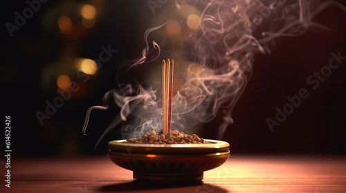 Burning incense with the scent of lavender