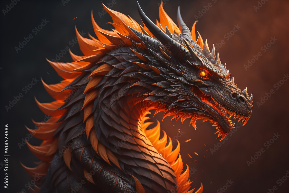 Photo generative Ai of Dragon head illustration Photo generative Ai of Dragon head illustration