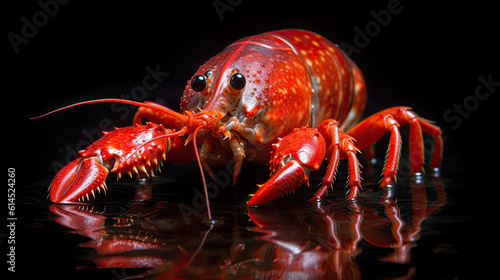 a red lobster isolated on black background. Generative AI