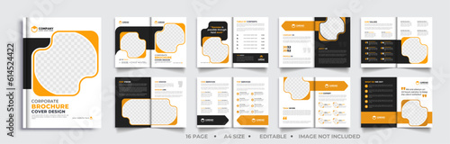 16 Page Brochure template layout design, minimal multipage business brochure template design, annual report, corporate company profile, layout editable template.