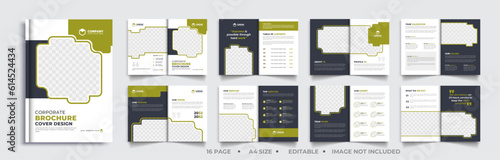 16-page brochure template, corporate business booklet brochure design, modern layout bifold brochure, annual report template, 